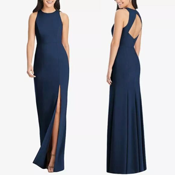 Dessy Collection Women's Evergreen Cowl Neck Trumpet Gown Size 6 main image 1